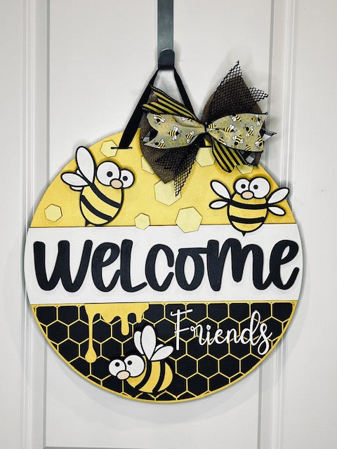 Bee Happy Door Tag - Bumble Bee Decor - Door Decor - Front Door