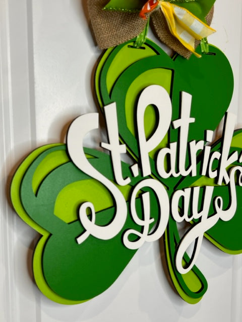 St Patrick's Day 3 leaf clover Door Hanger