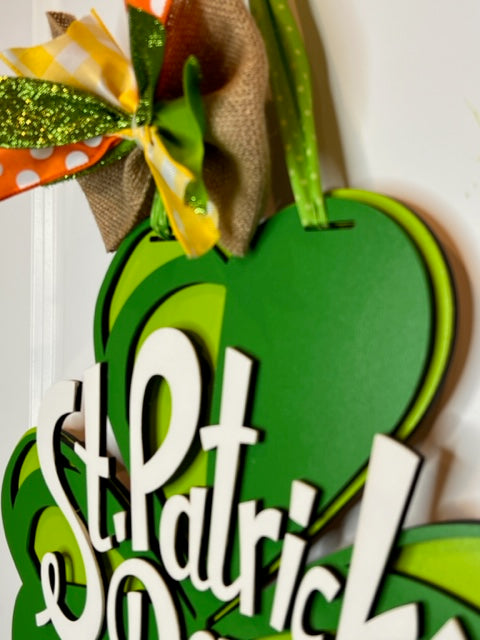 St Patrick's Day 3 leaf clover Door Hanger