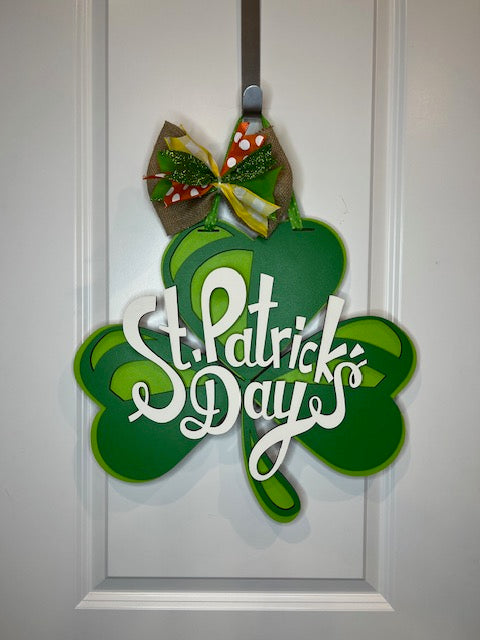 St Patrick's Day 3 leaf clover Door Hanger