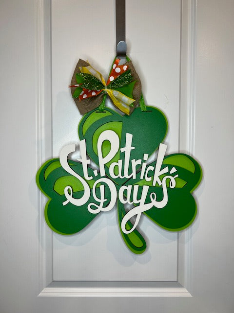 St Patrick's Day 3 leaf clover Door Hanger