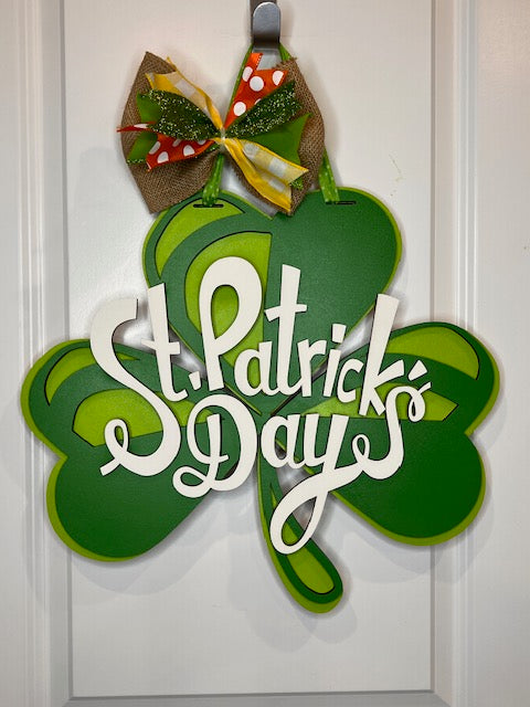 St Patrick's Day 3 leaf clover Door Hanger