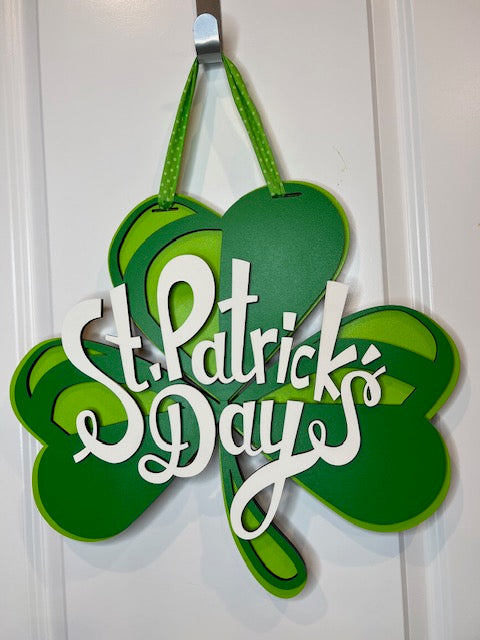 St Patrick's Day 3 leaf clover Door Hanger