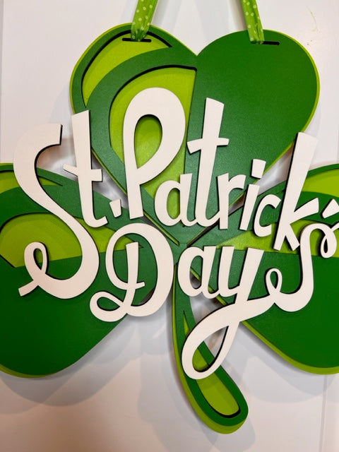 St Patrick's Day 3 leaf clover Door Hanger