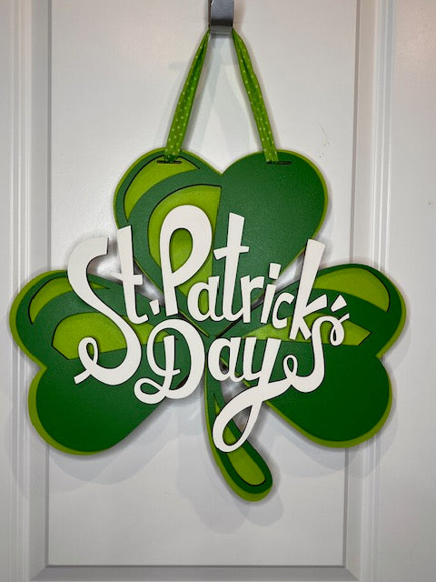 St Patrick's Day 3 leaf clover Door Hanger