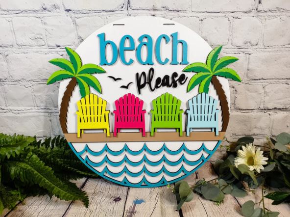 Beach Please Door Hanger