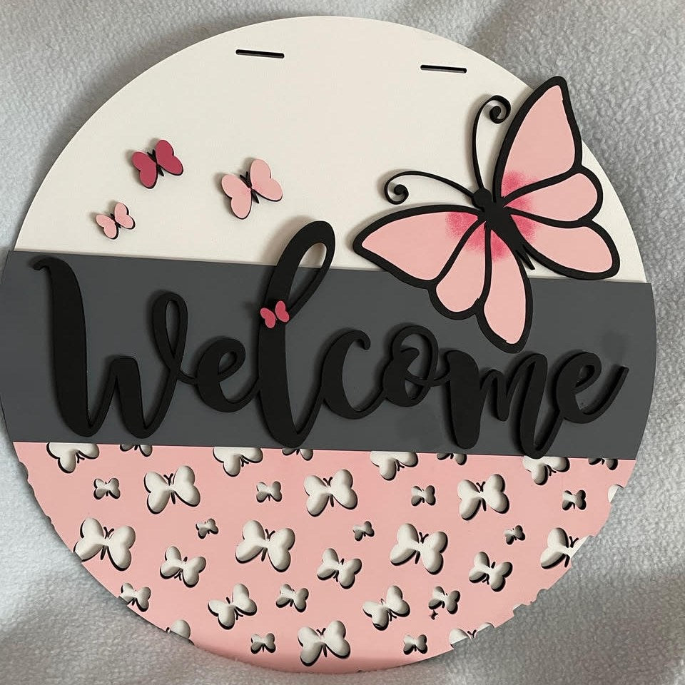 Welcome Butterfly Door Hanger