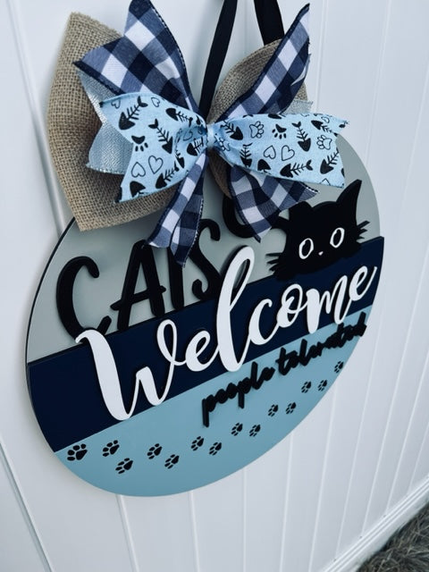 Cats Welcome People Tolerated 16" door hanger