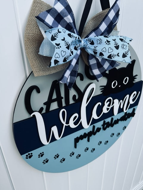 Cats Welcome People Tolerated 16" door hanger