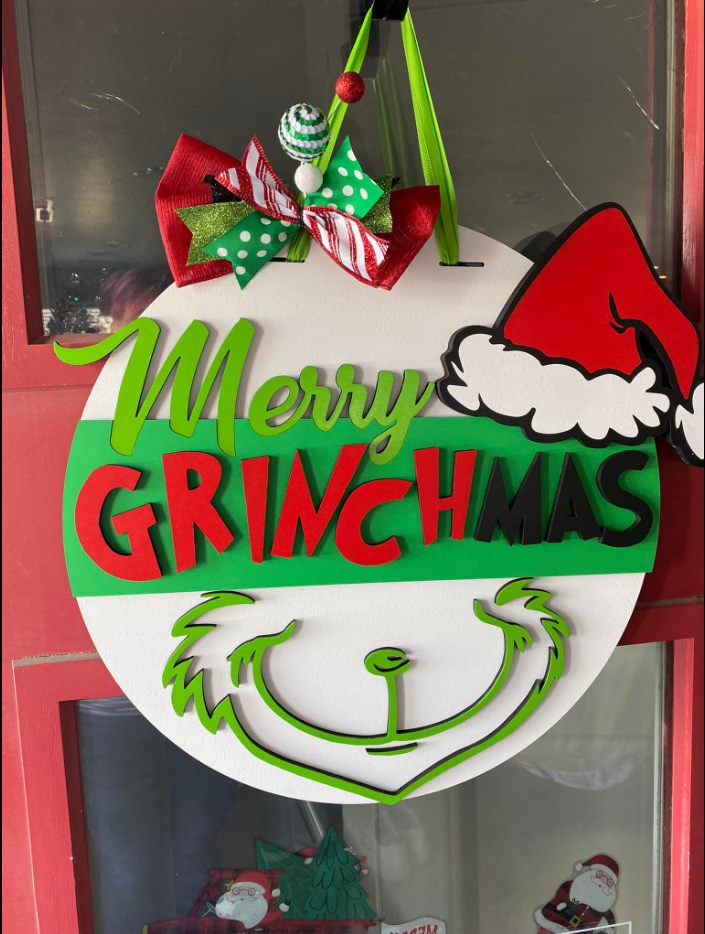 Merry Grinchmas Door Hanger 18"