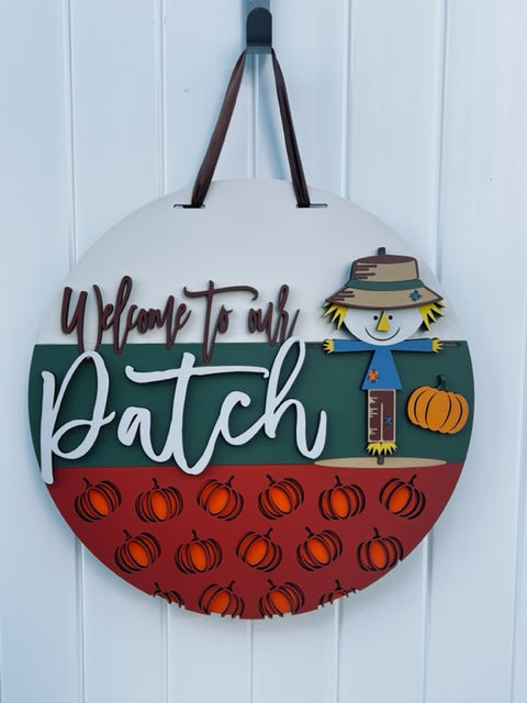 Pumpkin Scarecrow 18" door hanger