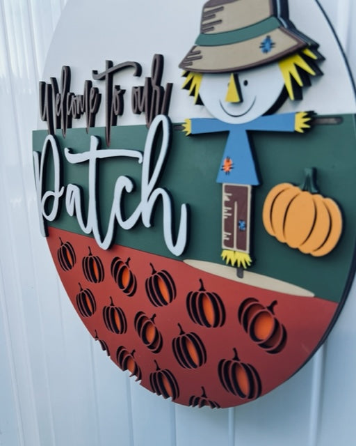 Pumpkin Scarecrow 18" door hanger