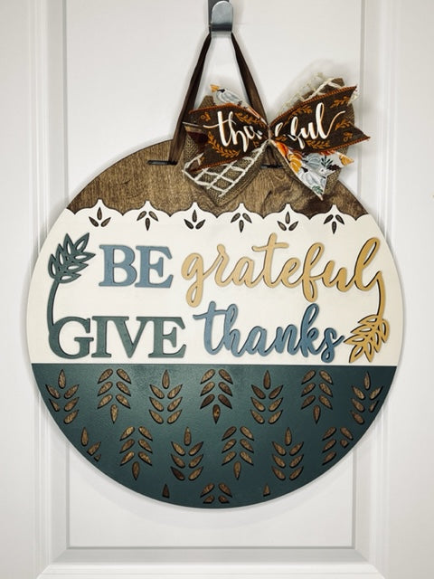 Be Grateful Give Thanks 16" Door hanger