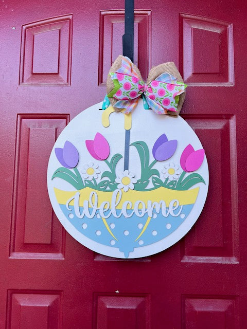 Spring Umbrella Welcome Door hanger