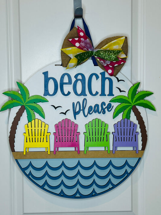 Beach Please Door Hanger