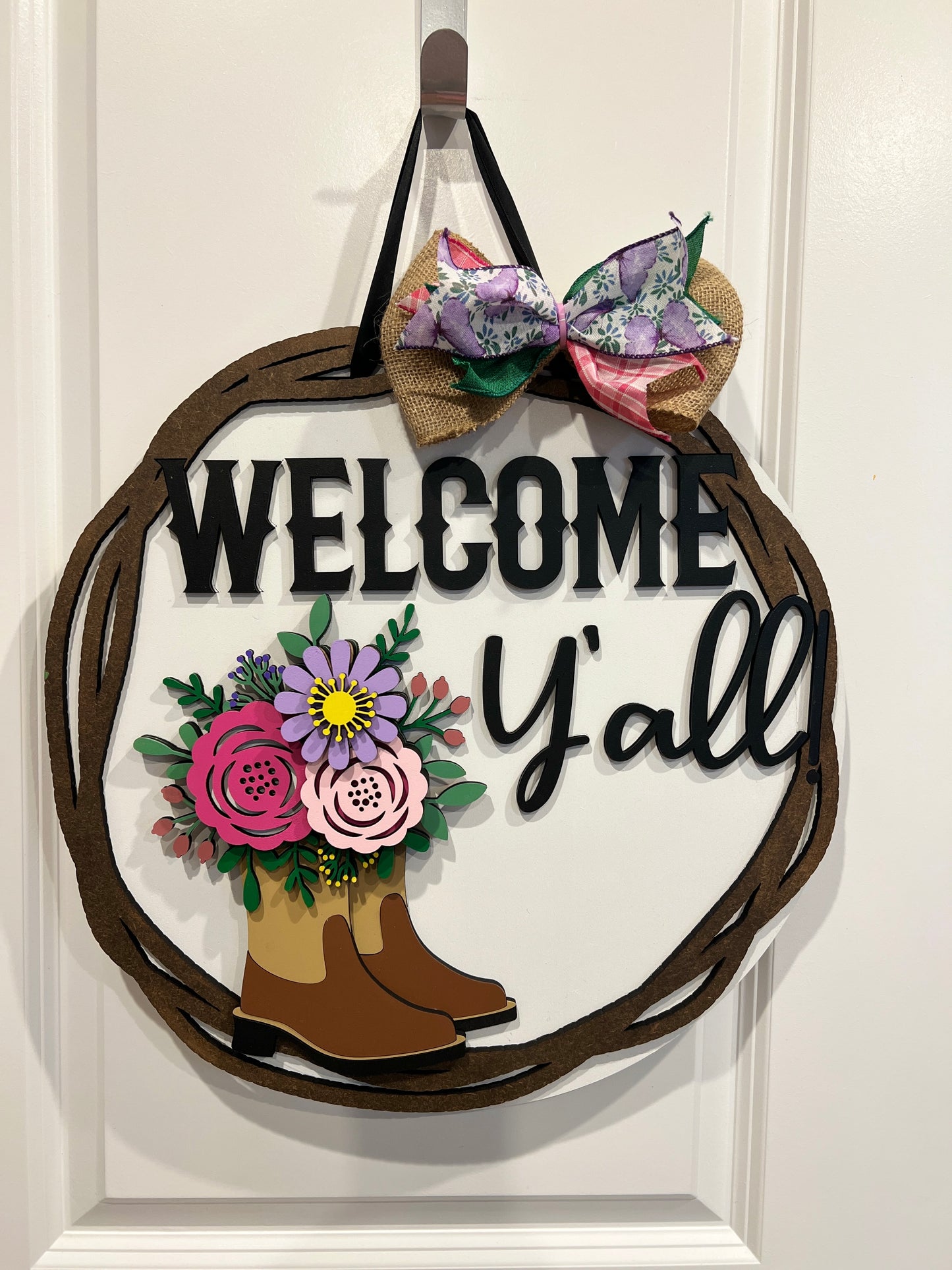 Cowboy Boots - Welcome Y'all Door Hanger