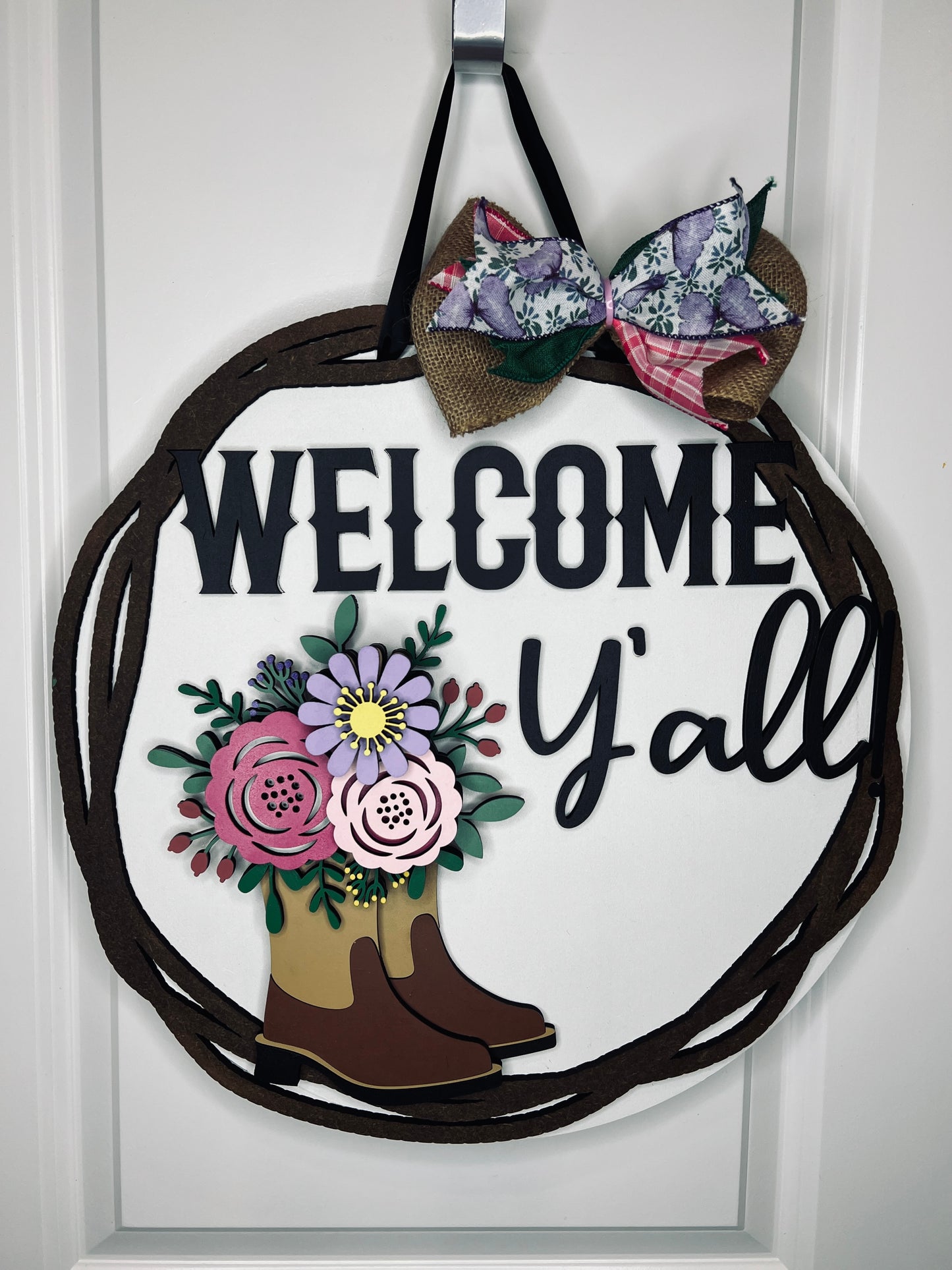 Cowboy Boots - Welcome Y'all Door Hanger