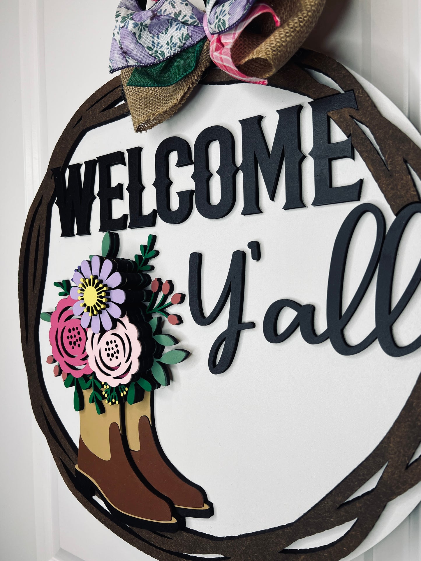 Cowboy Boots - Welcome Y'all Door Hanger