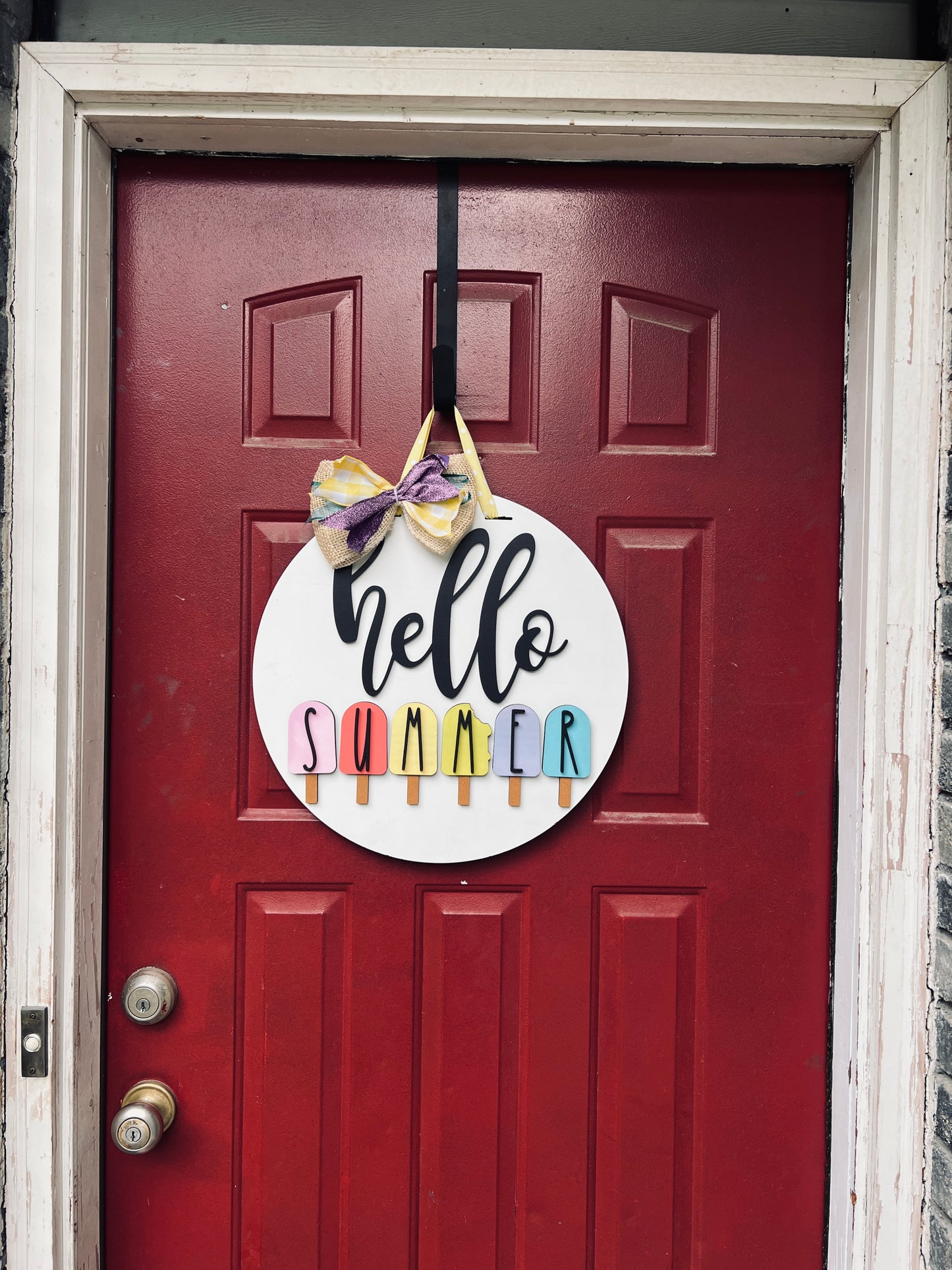 Hello Summer Ice Cream Cones / Popsicle Door Hanger 18'