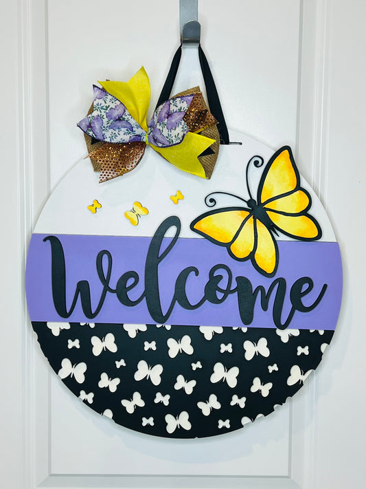 Welcome Butterfly Door Hanger