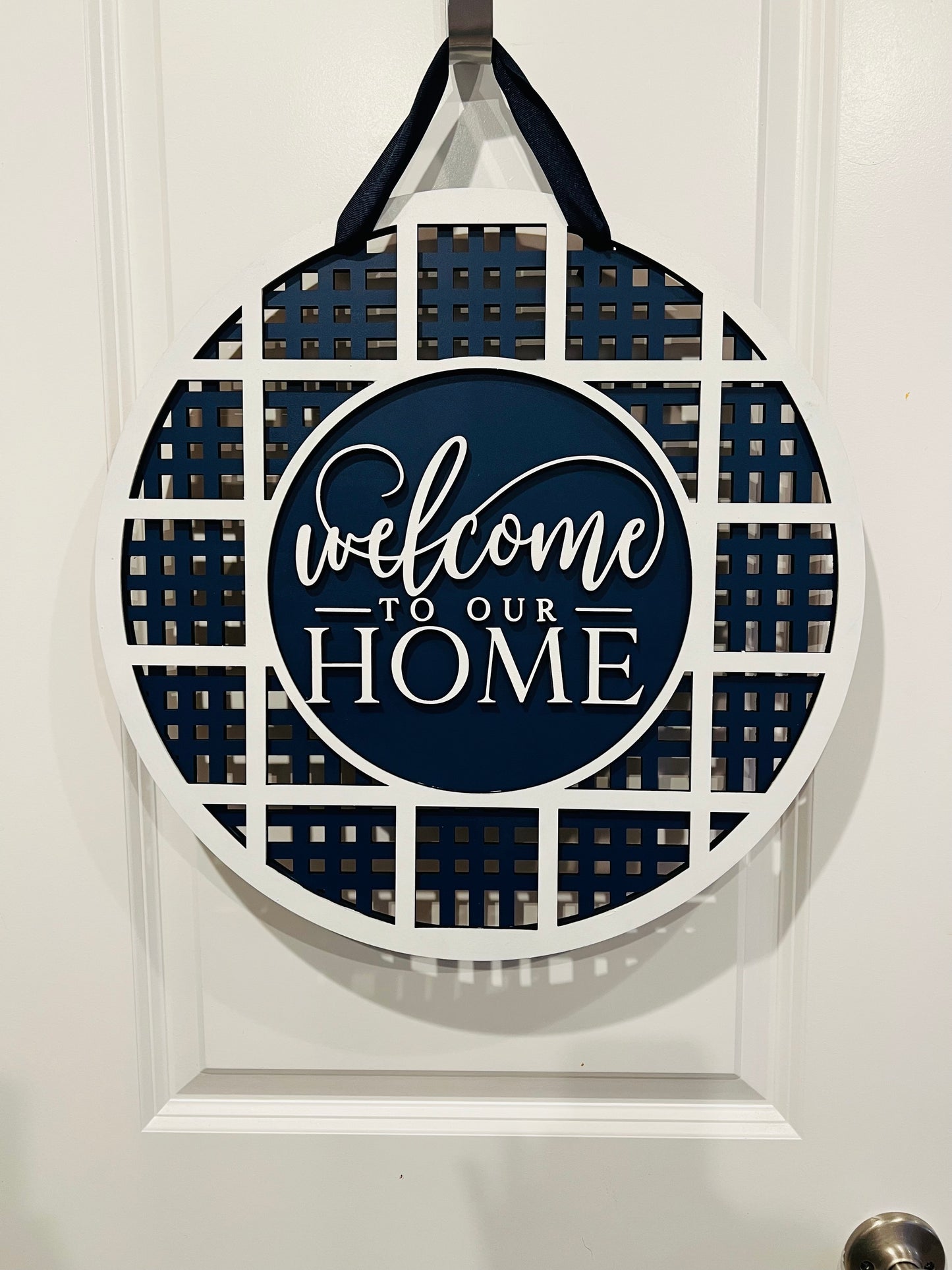 Welcome Home Plaid 18" Door Hanger