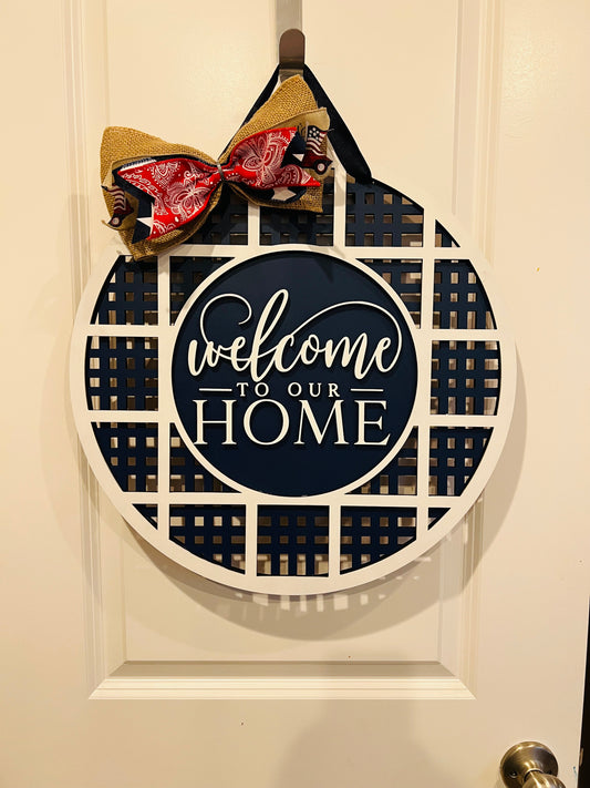 Welcome Home Plaid 18" Door Hanger