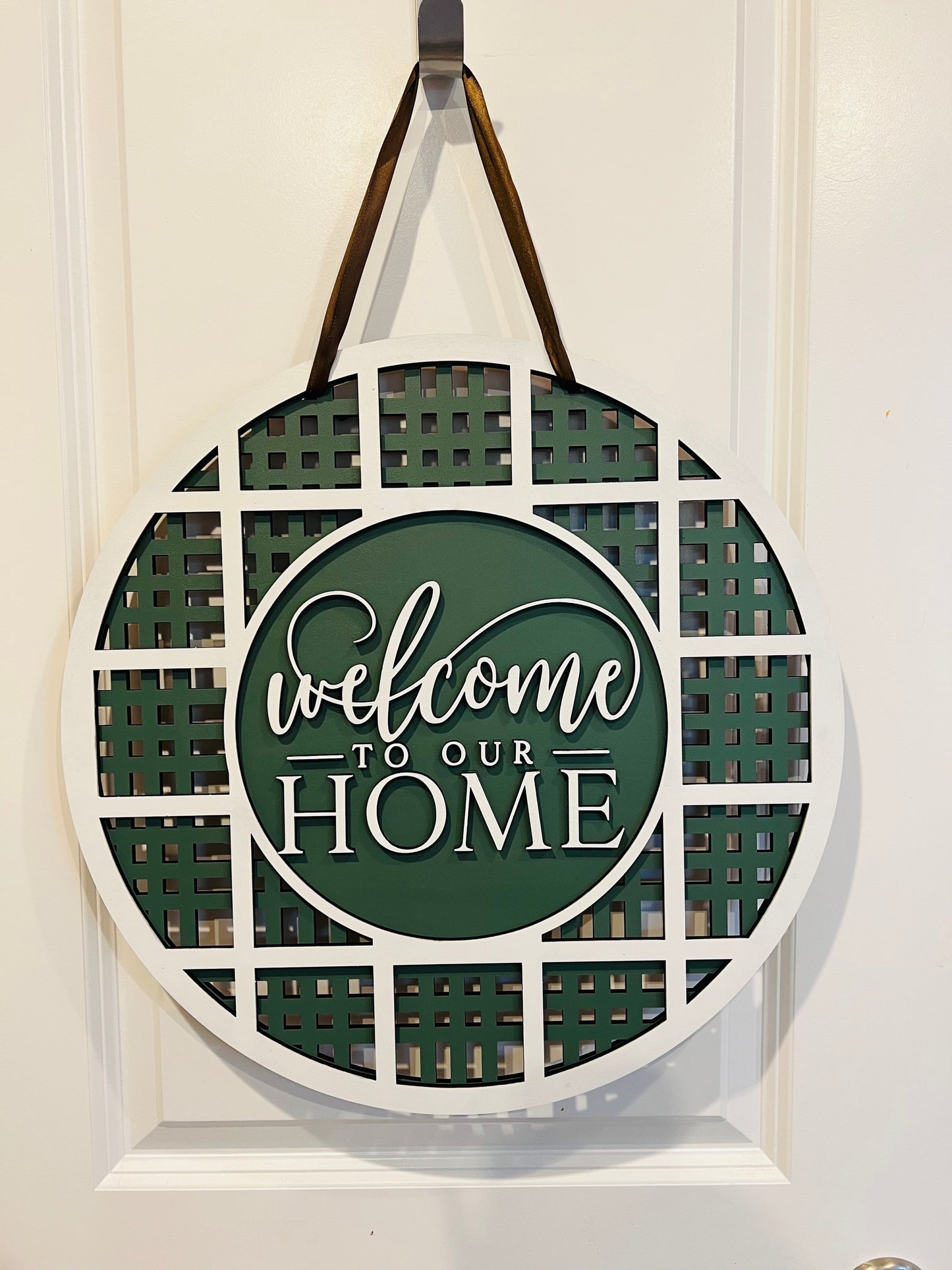 Welcome Home Plaid 18" Door Hanger