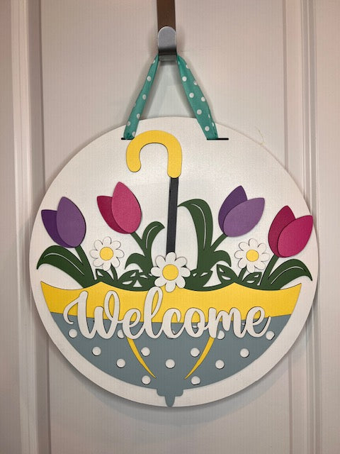 Spring Umbrella Welcome Door hanger