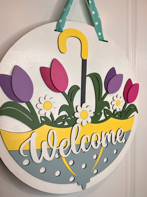 Spring Umbrella Welcome Door hanger