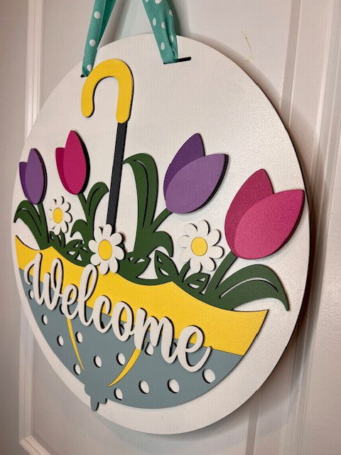 Spring Umbrella Welcome Door hanger