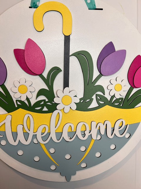 Spring Umbrella Welcome Door hanger