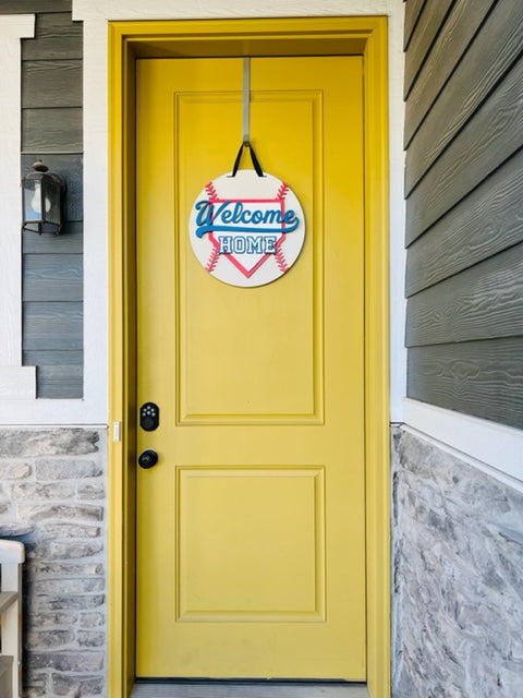 Baseball Welcome Home Door Hanger